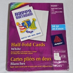 🆕️ Avery White Half-Fold Heavyweight Cards with Envelopes 5.5 X 8.5" Ink Jet